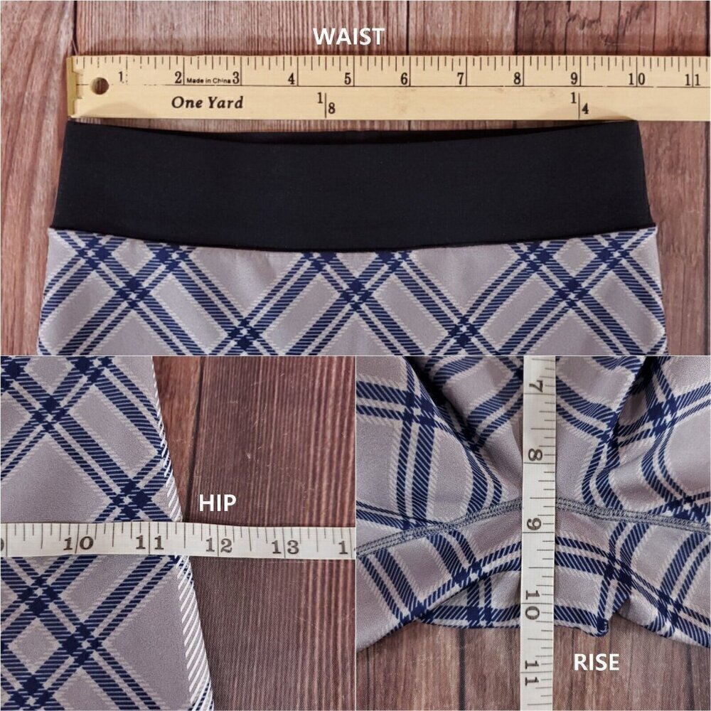 Ultracor Womens Size XS Ultra Plaid Plaid Stitch Ban Misty Gray Blue Leggings - Picture 11 of 12